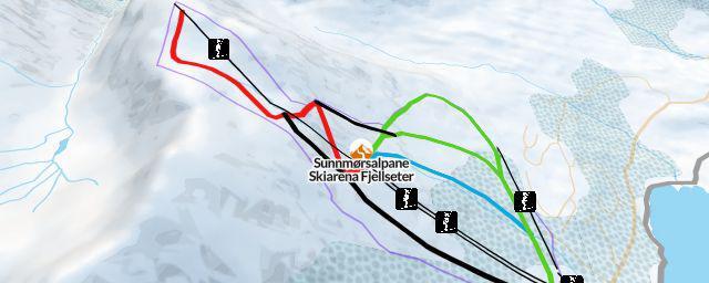 Piste map of the resort Sunnmørsalpane Skiarena Fjellseter