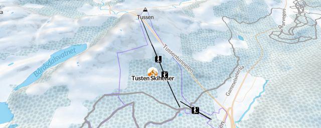 Piste map of the resort Tusten Skiheiser