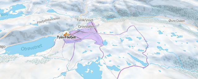 Piste map of the resort Tyin-Filefjell