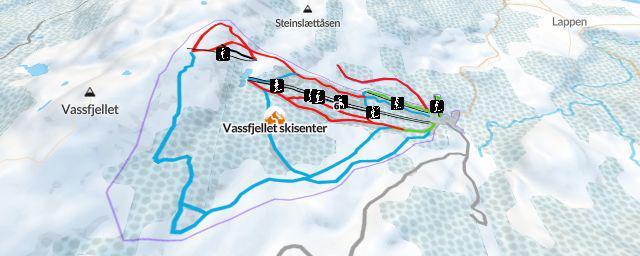 Piste map of the resort Vassfjellet skisenter