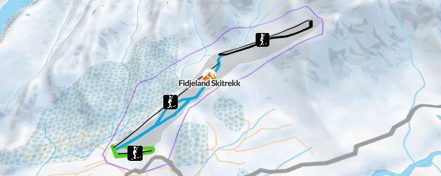 Piste map of the resort Fidjeland Skitrekk