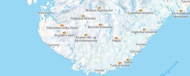 Piste map of the region Vest-Agder