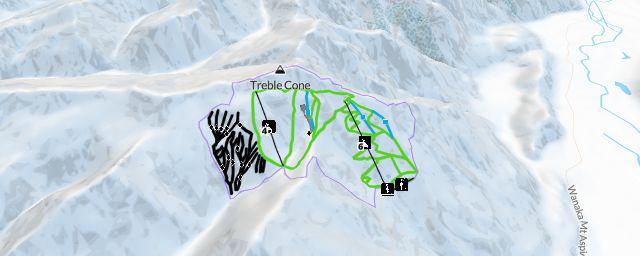 Piste map of the resort Treble Cone Ski Area