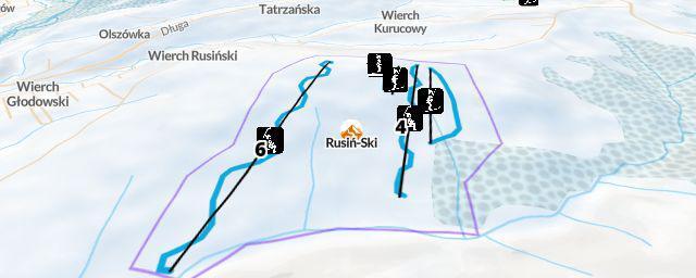 Piste map of the resort Rusiń-Ski