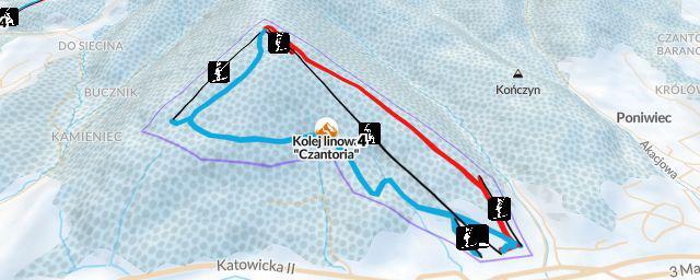 Piste map of the resort Kolej linowa "Czantoria"