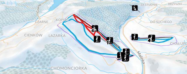 Piste map of the resort Stacja Narciarska Cieńków