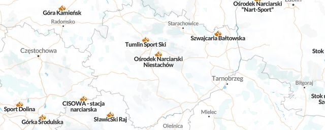 Piste map of the region Świętokrzyskie