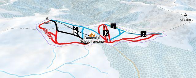 Piste map of the resort Domeniul Schiabil Șureanu