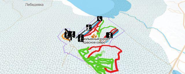 Piste map of the resort горнолыжный курорт "Красное озеро"