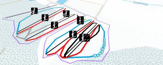 Piste map of the resort горнолыжный курорт "Снежный"