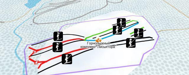 Piste map of the resort Горнолыжный комплекс "Лисья гора"