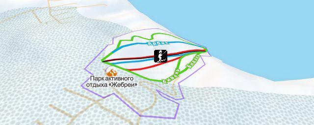 Piste map of the resort Жебреи