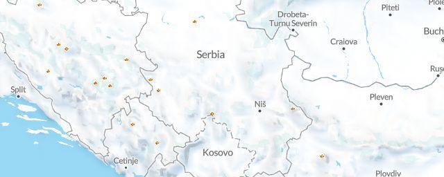 Piste map of the region Serbia