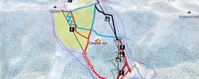 Piste map of the resort Chopok Juh