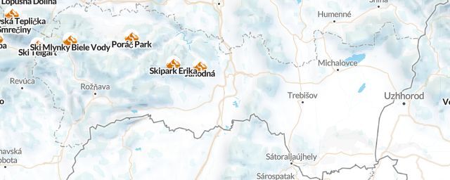 Piste map of the region Košický