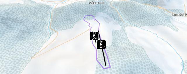 Piste map of the resort Lyžiarske a rekreačné stredisko Veľké Ostré