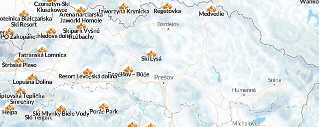 Piste map of the region Prešov