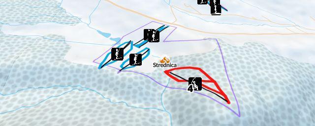 Piste map of the resort Strednica
