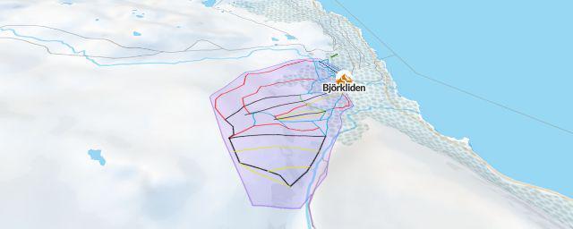 Piste map of the resort Björkliden