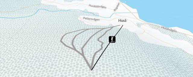 Piste map of the resort Gruvbacken i Huså