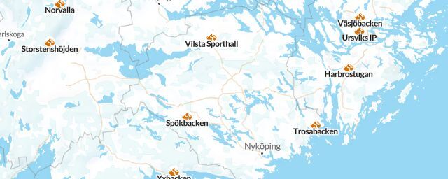 Piste map of the region Södermanland