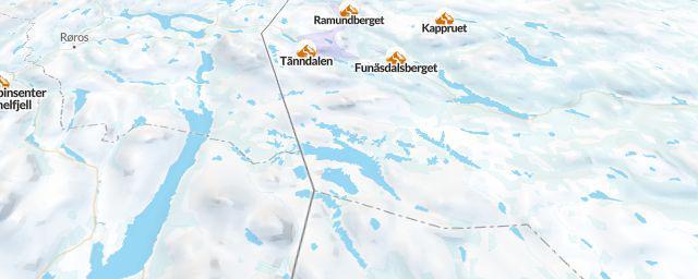 Piste map of the resort Tänndalsvallens Fjällstugor