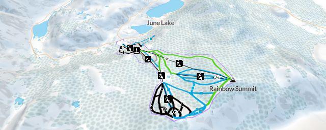 Piste map of the resort June Mountain