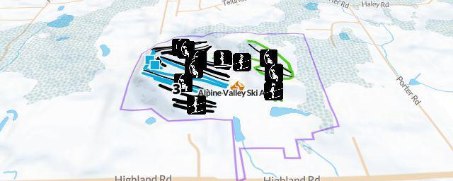 Piste map of the resort Alpine Valley Ski Area