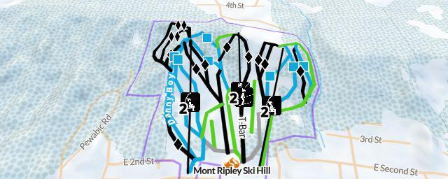 Piste map of the resort Mont Ripley Ski Hill