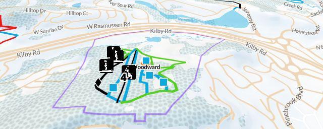 Piste map of the resort Woodward