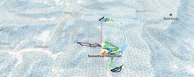 Piste map of the resort Snowshoe Mountain